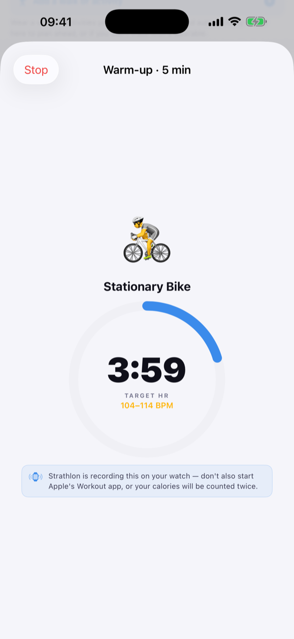 Strathlon Apple Watch live heart rate screen